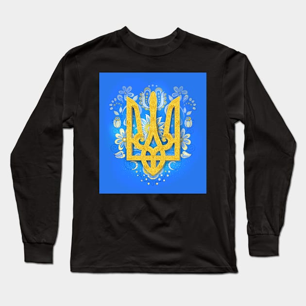 Ornate Ukrainian Trident Long Sleeve T-Shirt by lissantee